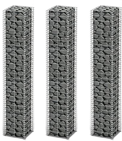 Wall Garden Fence Garden Outdoor Edging Cage Raised Bed Gabion Planter Raised Bed Gabion Set 3 pcs Galvanized Wire 9.8x9.8x59 for Outdoor Garden Decor