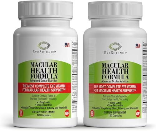 EyeScience – Macular Health Formula – 120 Capsules – Complete Nutritional Supplement for Eye Health - Contains Lutein, Zeaxanthin, Vitamin C, D, E & B6-2-Pack