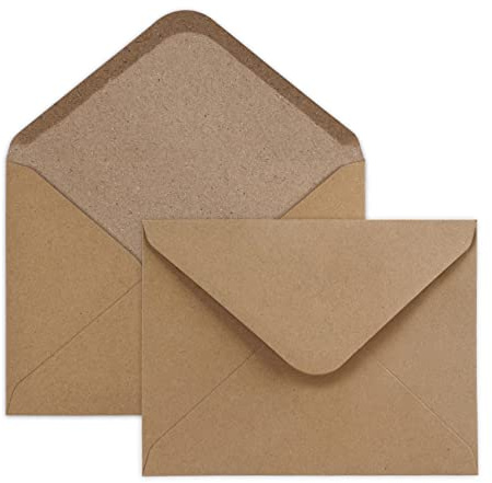 Mocraft 100 Briefumschläge Ohne Fenster B6 Spitzklappe Braun 150 g/m² | Briefumschlag mit Nassklebung, Vintage Kuvert, Ideal für Hochzeitseinladungen, Grußkarten, Einladungen und Geburtstagskarten