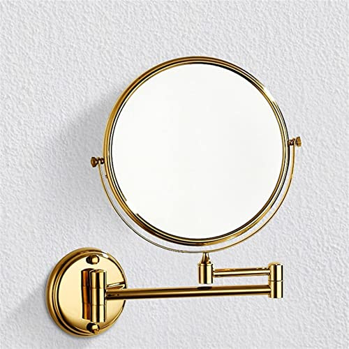 VISAML Toilette da Barba Rotante Pieghevole a Doppia Faccia da Parete for Bagno Specchio for Trucco Dorato telescopico ingranditore