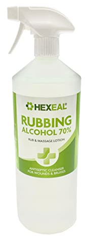 Hexeal 70% Rubbing Alcohol 1L Spray – Cleaning Fluid & Disinfectant | Removes Grime from Phones and Electronics, Powerful Degreaser and Cleaning Fluid