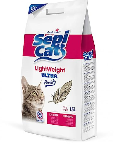 Lightweight Ultra Fresh Bindestreu – leichter Sand und extrem klumpig mit feinem Parfüm, Katzenstreu, 15 l, extrem leicht bindender Katzenstreu
