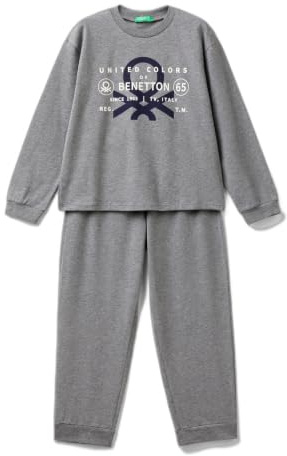 United Colors of Benetton Pig(Maglia+Pant) 3DKE0P073 Set di Pigiama, Grigio, 120 Bambino