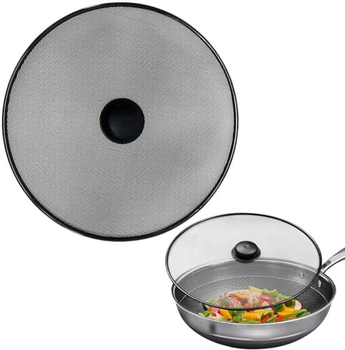 Ichigo Ichie Tapa Antisalpicaduras, Protectores contra Salpicaduras Resistentes a la Grasa para Sartenes, Pantalla Antisalpicaduras de Acero Inoxidable para Protección contra Aceites, Negro (Ø29cm)