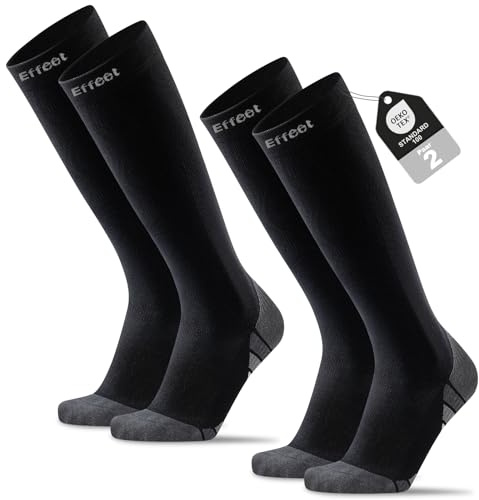 Effeet Bas de Contention Femme Homme, 2 Paires, Rembourrés pour Voyage
