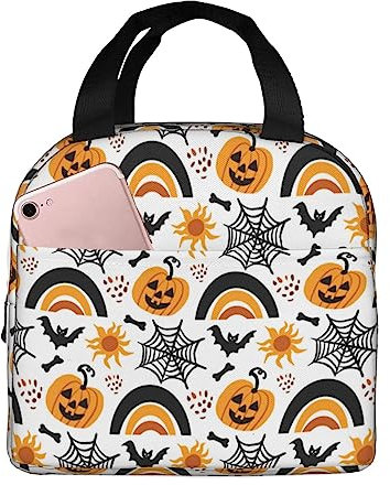 NUYFVG Happy Halloween - Lonchera térmica sin costuras, reutilizable, para mujeres y hombres, lonchera impermeable para picnic, oficina, trabajo