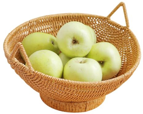 Eoixuqba Canasta De Pan Canasta De Frutas Tejidas Cestas De Almacenaje Mimbre Imitación De Pan De Ratán Organización Canastas Mimbre Frutas Para Servir Tazones De Almacenamiento Para Alimentos Fruta