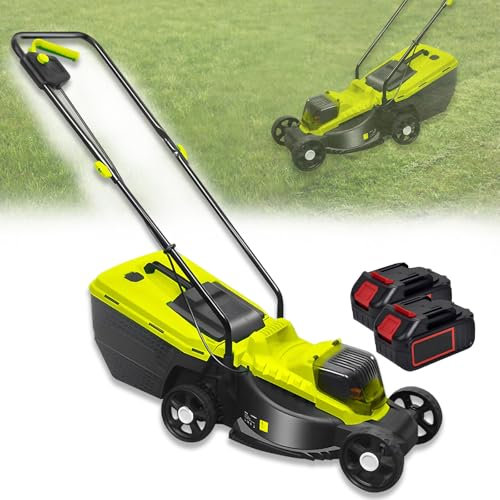 SHAHRYAR Rasaerba Elettrico A Batteria,Tosaerba Elettrico Regolabile,Larghezza di Taglio di 33 Cm, con Sacco di Raccolta da 45 L, per Tosatura del Prato, Giardinaggio, Parchi