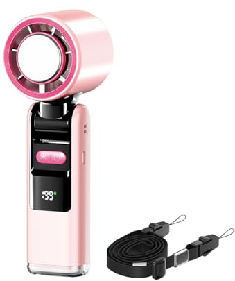 Ventilateur manuel rechargeable par USB - Avec affichage numérique - Refroidisseur avec 199 vitesses et compresse à glace - Pour la maison, la chambre à coucher, le travail, le bureau et les sports de