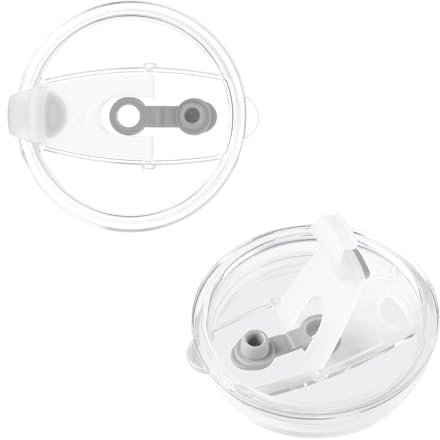 LOOFORE 2 Pack 3.46x3.46In Tumbler Replacement Lids for LOOFORE 380ml / 12oz 600ml / 20oz Iced Coffee Glass Cup - Modern Spill-Proof Skinny Cup Covers for Mouth Tumbler Cup