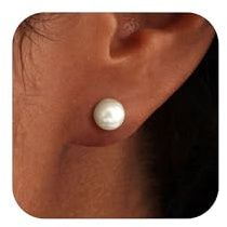 ZNBOH Orecchini Perle Donna Anallergici Perle Vere Perline Sfera Rotonda Orecchini a Bottone Zirconi Orecchini Sposa Matrimonio Cartilagine Trago Helix Piercings Gioielli