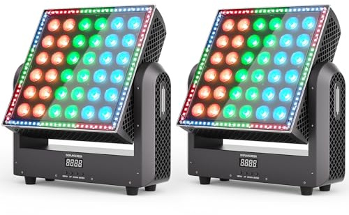 200W Wallwasher Bühnenlicht LED Moving Head, RGBW LED Wash 40° Partylicht Discolicht DMX512 Stroboskop 180° Rotation Sprachsteuerung für Weihnachts DJ Bar Shows 2PCS