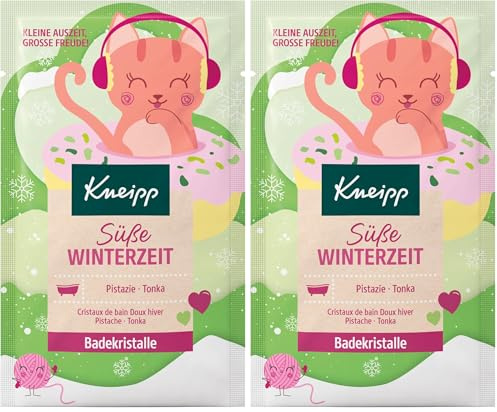 Kneipp Cristaux de bain doux pour l'hiver - Additif pour bain pistache et tonka - Sels de bain avec huile précieuse de noyau de pistache et extrait de fèves tonka de qualité supérieure - Végétalien