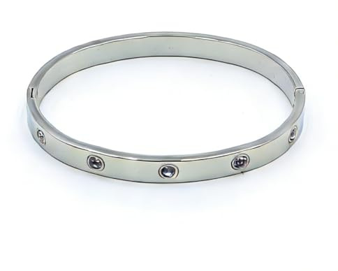 ieron Personligt damarmband i rostfritt stål med zirkonia – graverat armband (silver)