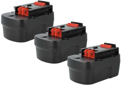 vhbw 3x Battery Replacement for Black & Decker 499936-34, 499936-35, A14, A144, A144EX, HBP14, A14F for Power Tools (3000 mAh, NiMH, 14.4 V)