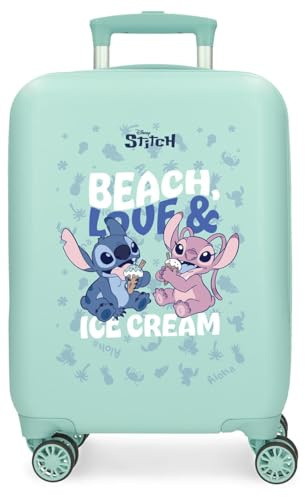 Joumma Disney Beach & Love Maleta de Cabina Turquesa Azul 33x50x20 cm Rígida ABS Cierre de combinación Lateral 28L 2,2kg 4 Ruedas Dobles Equipaje de Mano