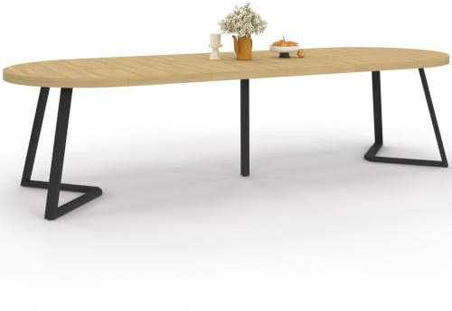 IDMarket - Tavolo da pranzo allungabile Rotondo Selma 4-10 Persone Legno Effetto faggio 110-300 cm