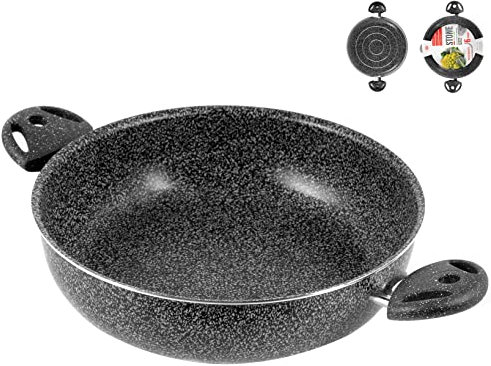 Home Stone Sauteuse Antiadhérente avec 2 Poignées, Pierre, Anthracite, 28 cm