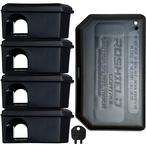 Roshield 5 scatole con esche per topi, tengono il veleno per topi al sicuro e lontano da bambini e animali domestici