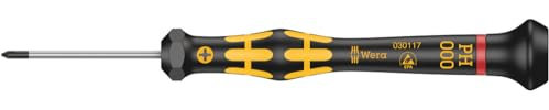 Wera 1550 PH Kraftform Micro ESD Screwdriver for electricians, PH 000 x 40 mm, 05030117001, Black/Yellow