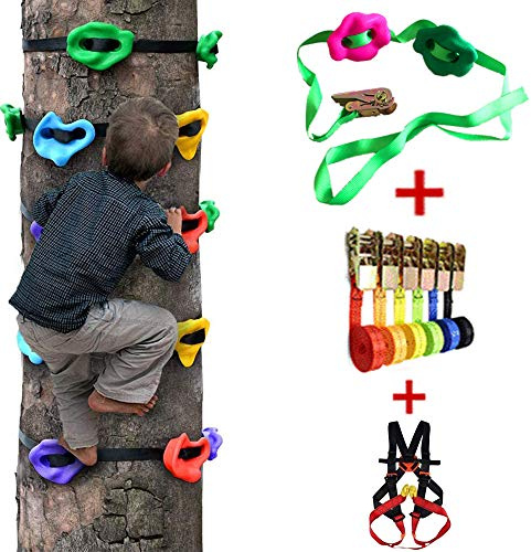 HSJCZMD Kinder-Kletterwand, Halten Outdoor-Klettern Kinder Kletterfelsen Frameset Klettern für Kinder Einfach zu AssembleTree Klettern Werkzeug, Set von Bergsteigerausrüstung,B