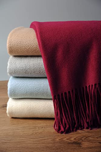 EP Mode Coperta in puro cashmere al 100% per divano, design classico con confezione regalo (Merlot)