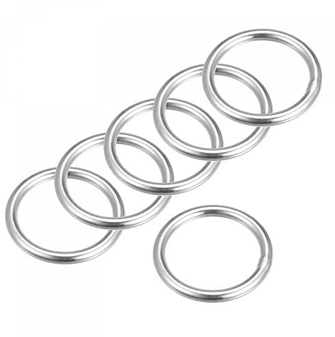 sourcing map Anneau Soudé Inox Acier 316 Rond 35mm ID 5mm Épais 6pcs