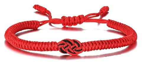 Mascoto Lucky Red String Line Bracelet for Good Fortune Success and Kabbalah Protection, Against Evil Eye Handmade Jewellery Cord for Woman and Man (Magic knot)