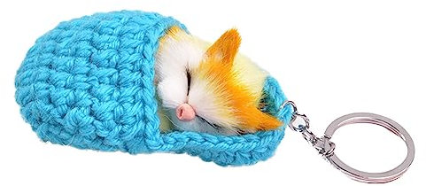 LSGGTIM Schlafende Katze Schlüsselanhänger, Niedlich Gestrickte Katze Anhänger mit schlafender Bommel Katze Taschenanhänger Flauschige Katze Ball Katzenanhänger für Frauen Mädchen Handtaschen Anhänger