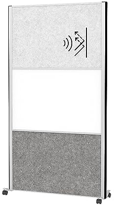 MAUL Stellwand mit Rollen MAULconnecto silber Akustik Whiteboard | flexibler Sichtschutz, beschriftbare Magnetfläche, ruhigere Meetingzonen, sicher fixierbare Räder, edler Alurahmen