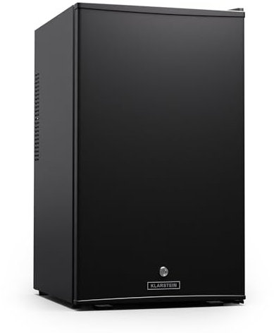 Klarstein Minifrigorífico - 68L, con puerta de cristal, para bebidas y aperitivos, pequeño y silencioso, Estantes regulables, Cerradura, Bisagra de puerta intercambiable, Pies regulables en altura