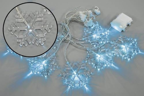 Lichtervorhang Schneeflocke 8er kaltweiß Batterie 6h-Timer XA11137