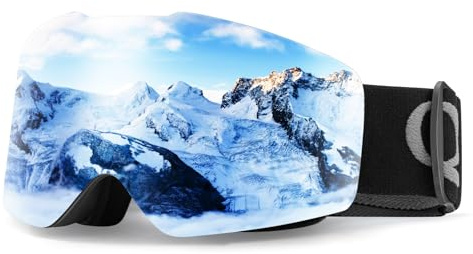Qunature Skibrille Schneebrille UV-schutz Damen/Herren Goggles Anti-fog | Atmungsaktive Helmkompatible Snowboardbrille für Brillenträger, Skifahren, Snowboarden