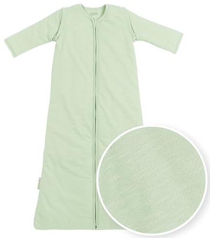 MEYCO Baby Schlafsack - Größe 110 cm - 2,5 TOG - Ganzjahresschlafsack - 100% Baumwolle - Oeko Tex Zertifiziert - gefüttert - hautfreundlich & atmungsaktiv - mit abnehmbaren Ärmel - Uni - Zartgrün