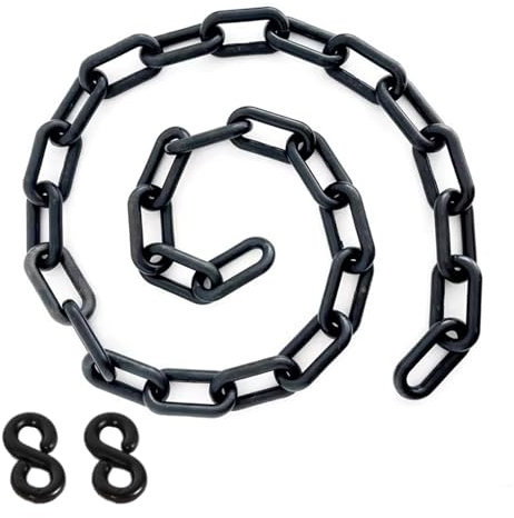 Absperrkette absperrkordel Schwarze Sicherheitsbarrierekette, Seil Aus Kunststoffkettengliedern Zur Massenkontrolle, Warteschlangenlinie, Parksperre Und Leitpfosten (Color : 8mm(3/10in), Size : 2m/6