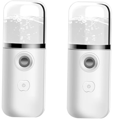 FOMIYES 2st Feuchtigkeitsspendendes Instrument Tragbarer Nano-gesichtsspray Tragbarer Gesichtsdampfer Nebelsprüher Handbefeuchter Luftbefeuchter Elektronisch Weiß Sprühzähler