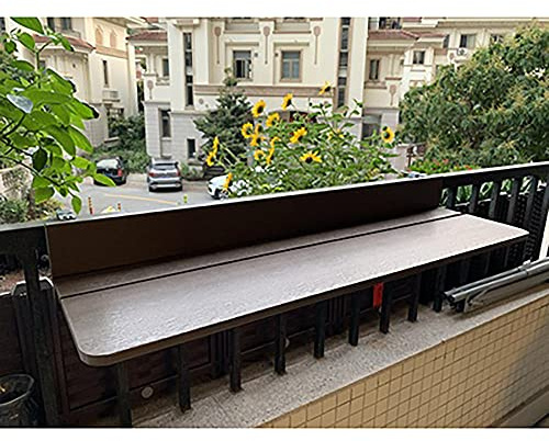 Beistelltische Für Den Außenbereich, Balkongeländer, Hängender Klapptisch, Computertisch, Heimbar, Theke, Hebender Klappschreibtisch, Kaffee, Terrasse, Garten, Esszimmermöbel, Tisch (Braun, 100 X 27