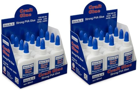 Stick-E PVA White Glue 60ml Bottle, Box of 24