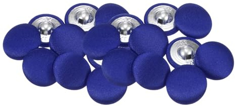 QUARKZMAN 20 Stück Dunkelblau Knöpfe mit Stoffüberzug 20mm Satinstoff Bezogen Nähknöpfe Runde Bastelknöpfe Metallschaft Ösenknöpfe Vintage für Mantel Kleidung Jacke Blazer Anzüge DIY