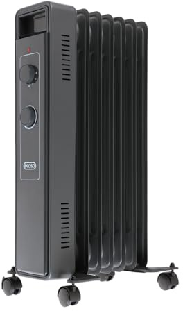 ECOSO 1500W Anthracite UK Plug Oil Filled Electric Radiator 620 x 240mm