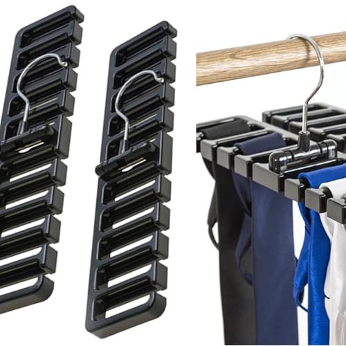 2 Pièces Rangement Ceinture avec Crochet Pivotant à 360°Porte Cravate Porte Ceinture Support de Ceinture Robuste et Durable pour Ceintures Soutiens Gorge Gilets Rangement D'écharpes (Noir)