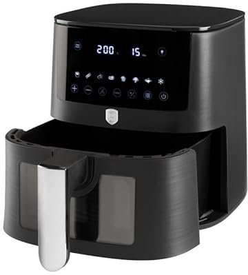 Berlinger Haus Heißluftfritteuse 5 l | Digitales LED-Touchdisplay, 8 Programme, Antihaft, 40–200 °C | Anthrazit Collection | gesundes Kochen ohne Öl | kompakt & leistungsstark