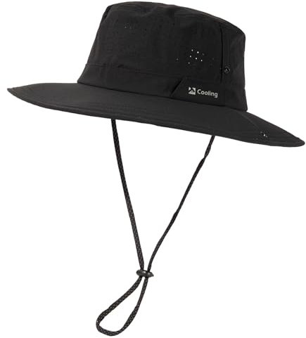 TOP-EX UPF 50 Sonnenhut mit breiter Krempe für Herren Damen Sonnenhut XL für großen Kopfumfang Sommer UV-Schutz Wandern Safari Hut Anglerhut Gartenhut Schwarz L/XL