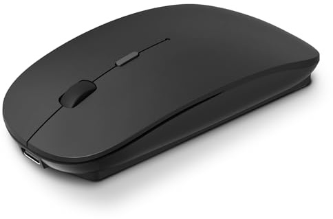 Tsemy Ratón inalámbrico tipo C, ratones inalámbricos delgados con receptor dual USB-C y USB, diseño ergonómico de clic silencioso y revestimiento de goma avanzado, duración de la batería de 30 días