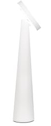 Zafferano, Lampada Angelina, Lampada da Tavolo Ricaricabile e Senza Fili con Controllo Touch e con Testa Orientabile, Adatta per Interni, Dimmer, 2200-3000 K, Altezza 26 cm, Colore Bianco