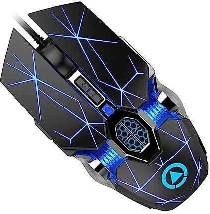 DOITOOL Souris de Jeu Dpi Réglable 800-3200 Rétroéclairage RGB Filaire USB en Abs Grip Peau Résistante à l'usure pour Ordinateur Gamer