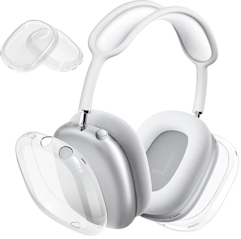 MIMIROOM Hülle Kompatibel mit AirPods Max (2024/2020) Kabellose Kopfhörer,Dünne Weiche TPU Transparent Hülle,Kratzfest Staubdicht Durchsichtige Zubehör für AiPods Max(weiß)