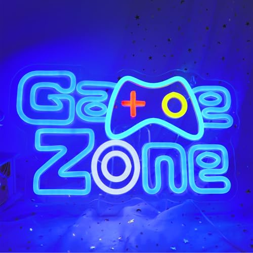 ENUOLI Game Zone-Neonschilder,LED-Game-Zone-Schild,auffälliges | USB-betriebenes, buntes Gaming-Neonlicht für die Wanddekoration im Zimmer/Männerhöhle,Gamer-Geschenke für Männer,Jungen