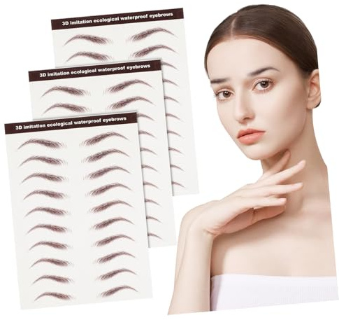 WOONEKY 3 feuilles Autocollants à Sourcils de Stickers à Sourcils pour Modelage Facile et Rapide Adaptés Aux Toutes Teintes de Cheveux