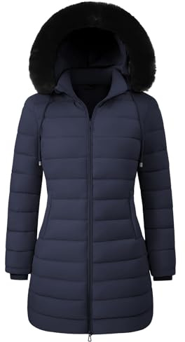 RITOSTA Abrigo Acolchado Mujer Invierno Largo Chaqueta Cálido Abrigos Gruesa Plumifero Chaquetas Polar Elegante Parka con Cremallera Prueba de Viento para Uso Diario y al Aire Libre
